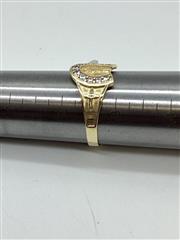 Gent's Cubic Zirconia Horse Shoe Gold Ring 10K Yellow Gold 4.1g Size 12.5